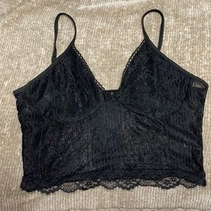 Black lace crop